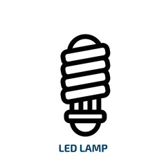 led lamp icon from technology collection. Thin linear led lamp, lamp, led outline icon isolated on white background. Line vector led lamp sign, symbol for web and mobile