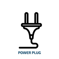 power plug icon from technology collection. Thin linear power plug, plug, power outline icon isolated on white background. Line vector power plug sign, symbol for web and mobile