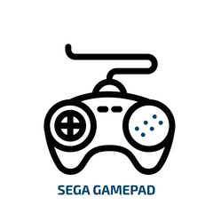 sega gamepad icon from technology collection. Thin linear sega gamepad, game, play outline icon isolated on white background. Line vector sega gamepad sign, symbol for web and mobile