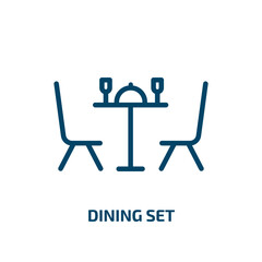 dining set icon from tools and utensils collection. Thin linear dining set, dining, restaurant outline icon isolated on white background. Line vector dining set sign, symbol for web and mobile