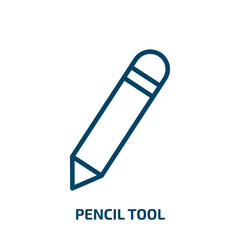 pencil tool icon from tools and utensils collection. Thin linear pencil tool, pencil, ruler outline icon isolated on white background. Line vector pencil tool sign, symbol for web and mobile