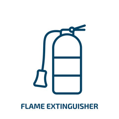 flame extinguisher icon from tools and utensils collection. Thin linear flame extinguisher, danger, firefighter outline icon isolated on white background. Line vector flame extinguisher sign, symbol