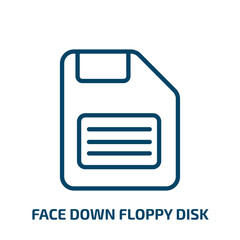 face down floppy disk icon from tools and utensils collection. Thin linear face down floppy disk, memory, data outline icon isolated on white background. Line vector face down floppy disk sign, symbol