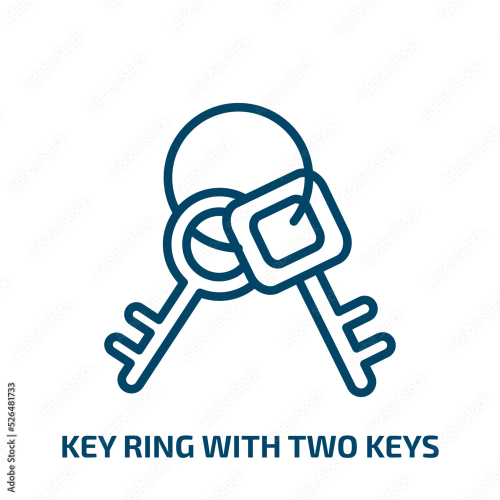 Poster key ring with two keys icon from tools and utensils collection. thin linear key ring with two keys, 