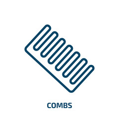 combs icon from tools and utensils collection. Thin linear combs, beauty, comb outline icon isolated on white background. Line vector combs sign, symbol for web and mobile
