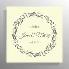 Vintage wedding invitation design. Vector template for card, poster.