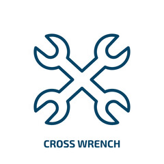 cross wrench icon from tools and utensils collection. Thin linear cross wrench, tool, wrench outline icon isolated on white background. Line vector cross wrench sign, symbol for web and mobile