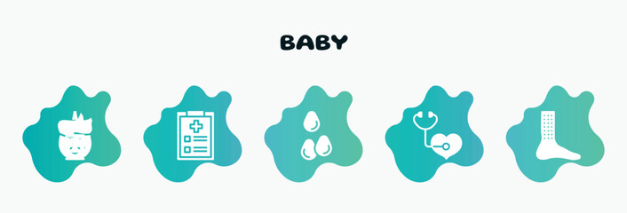 baby filled icons set. flat icons such as examination, sesame, medical checkup, urticaria, dad icon collection. can be used web and mobile.