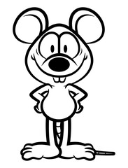 Cartoon illustration of Rat standing and smile, best for sticker, mascot, and coloring book with pest exterminator themes