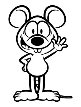 Cartoon illustration of Rat standing and greeting, best for sticker, Mascot, and coloring book with pest exterminator themes