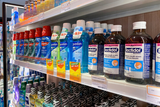 PENANG, MALAYSIA - DEC 21 2020: Bactidol product on the shelves of Guardian Malaysia
