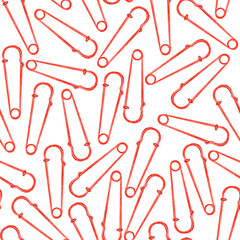 Red pin watercolor seamless pattern.  Template for decorating designs and illustrations.