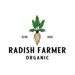 radish vector logo design. fresh radish concept, for farmer or farm shop.