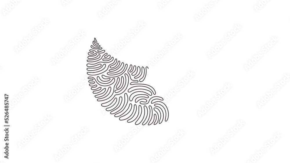 Poster self drawing animation of single line draw flat crescent badge icon. black shape. tag or logo. abstr