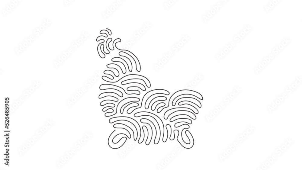 Poster self drawing animation of single line draw alarm clock. business watch in retro style. time doing wo