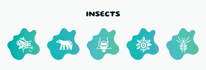 insects filled icons set. flat icons such as polar bear, bedbug, sunflower, louse, gadfly icon collection. can be used web and mobile.