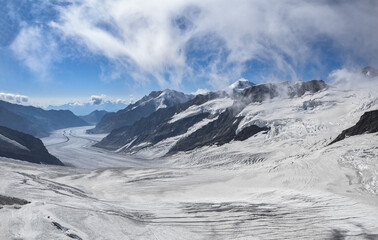 Jungfrau Mountain and Glacier at Swiss Alps
