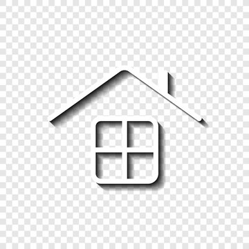House logo simple icon vector. Flat design. White with shadow on transparent grid.ai