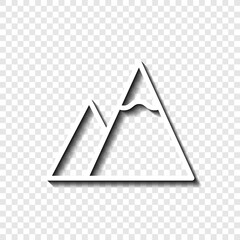 Mountain simple icon vector. Flat design. White with shadow on transparent grid.ai