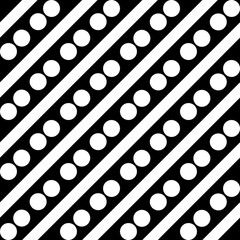 Seamless pattern with dots and diagonal stripes in 2 colors