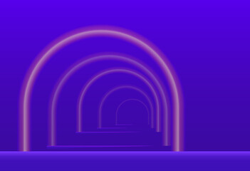 The interior is in dark colors with a podium. Fluorescent light. Vector 3d illustration.