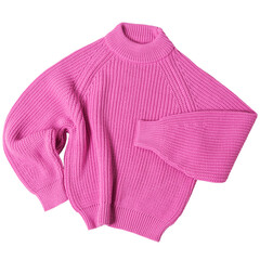 Beautiful pink wool sweater, on a white background, isolate