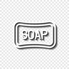 Soap simple icon vector. Flat design. White with shadow on transparent grid.ai