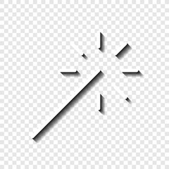 Sparkler, bengal fire simple icon vector. Flat design. White with shadow on transparent grid.ai