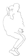 Woman and man One line drawing people with merged faces concept of people communication, lovers relationship. Line Minimalistic Realistic Image Style. Character Daily Life Clip Art Simplified Design