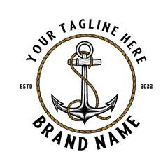 anchor vintage emblem vector design logo. anchor icon concept for construction company or sea related