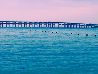 Fototapeta premium The bridge and sea view of Dalian City, Liaoning Province, China