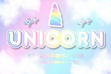 unicorn colorful horn cute kawaii children typography lettering 3d editable text effect font style template © SystemDirect