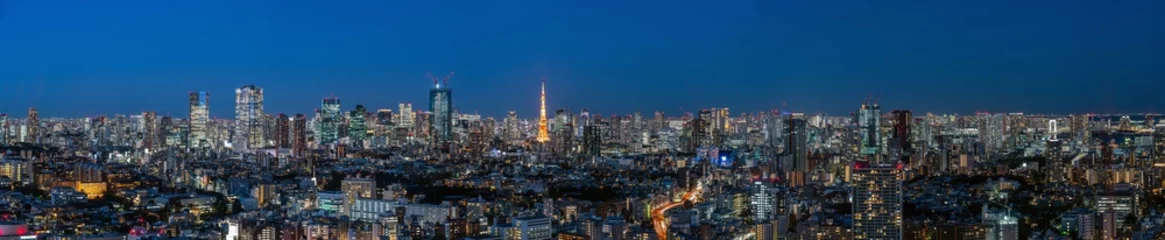 Papier Peint photo Tokyo Tokyo city view and Tokyo tower at magic hour.