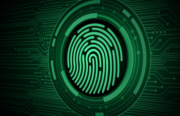 Finger print network cyber security background. hand