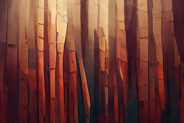 The Bamboo wall background ,3D illustration.