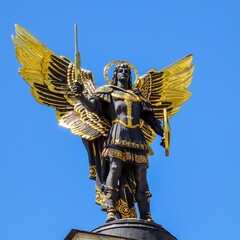 monument to Archangel Michael in Kyiv, Ukraine	 - obrazy, fototapety, plakaty