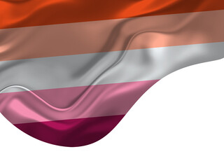 Naklejka premium The Lesbian flag (LGBTQ+) isolated on a white background. Top view. Flat lay. Space for text. Love concept. png version 
