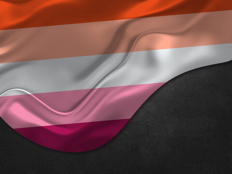 The Lesbian flag (LGBTQ+) isolated on a white background. Top view. Flat lay. Space for text. Love concept.