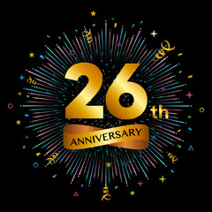 26th anniversary celebration logotype. Golden anniversary celebration template design, Vector illustrations.