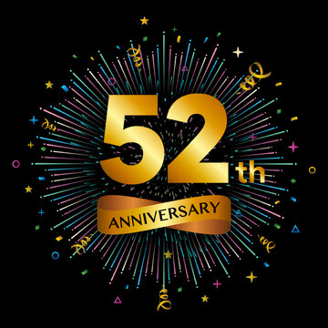 52th anniversary celebration logotype. Golden anniversary celebration template design, Vector illustrations.