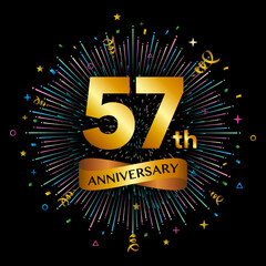 57th anniversary celebration logotype. Golden anniversary celebration template design, Vector illustrations.