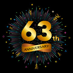 63th anniversary celebration logotype. Golden anniversary celebration template design, Vector illustrations.
