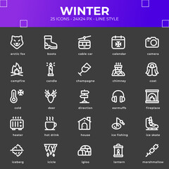 Winter icon pack with black color