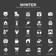 Winter icon pack with black color