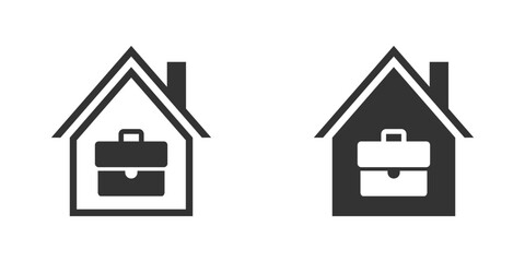 Home office icon. House and briefcase icon. Vector illustration.