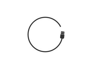 Circle USB cable vector icon. USB logo. USB cable vector. Charger cable icon