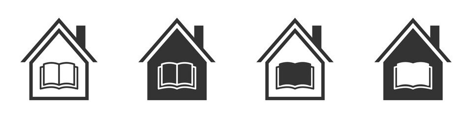 Library icon. Home education icons. Online learning. Home schooling symbol. Vector illustration.