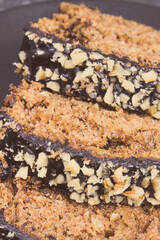 Homemade pastry made of zucchini with nuts and raisin
