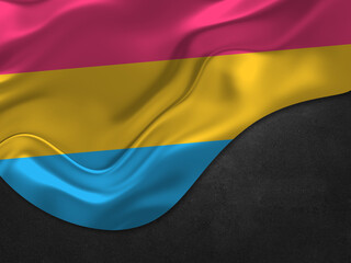 The Pansexual flag (LGBTQ+) isolated on a white background. Top view. Flat lay. Space for text. Love concept.
