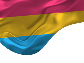 The Pansexual flag (LGBTQ+) isolated on a white background. Top view. Flat lay. Space for text. Love concept. png version
